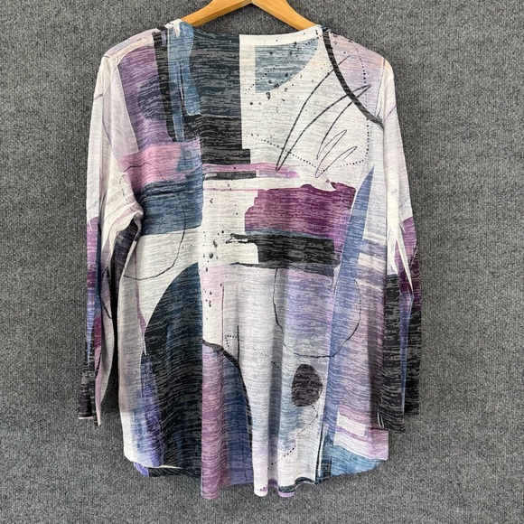 Jess & Jane Womens Abstract Print Burnout Tunic Top Size XL Art To Wear - Picture 3 of 9
